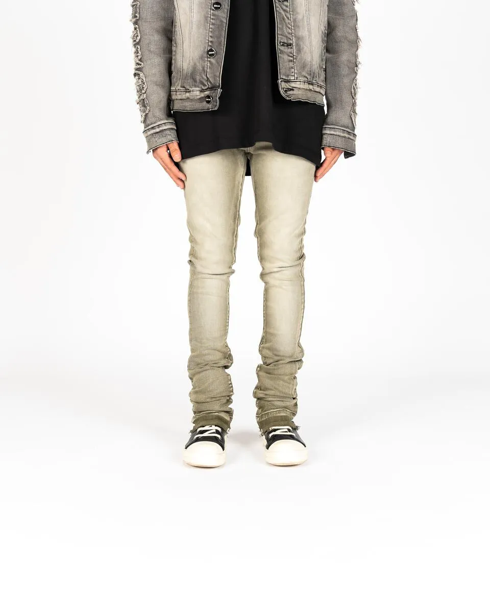 PHEELINGS ECHOED EMOTIONS FLARE STACK DENIM (OLIVE/SAND)