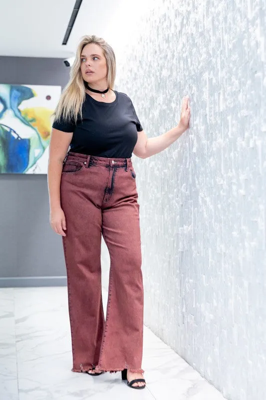 PLUS SIZE  HIGH RISE FLARED LEG JEANS