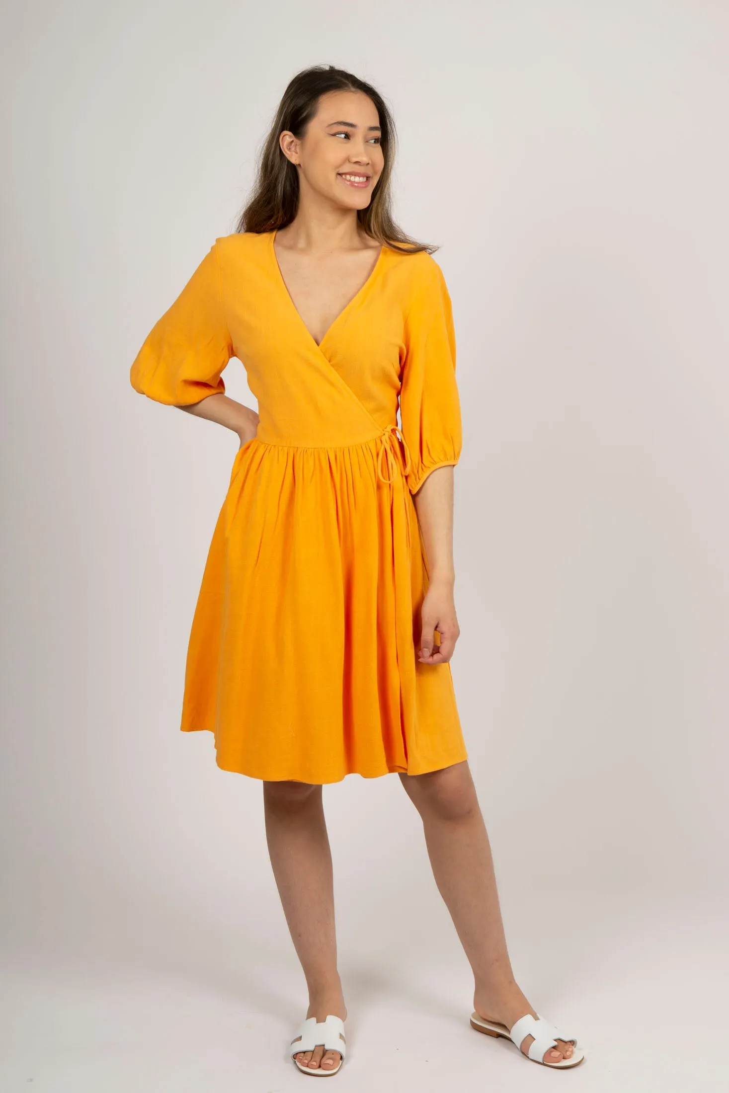 Rami 2/4 Short Wrap Dress - Iceland Poppy