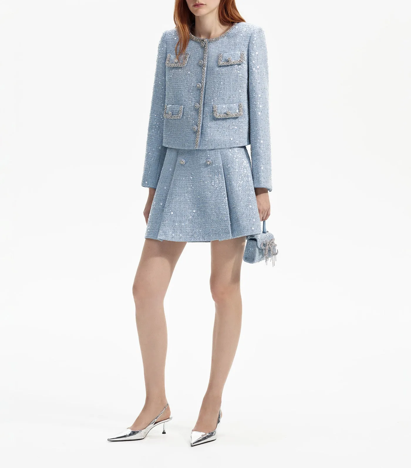 Sequin Boucle Jacket Blue