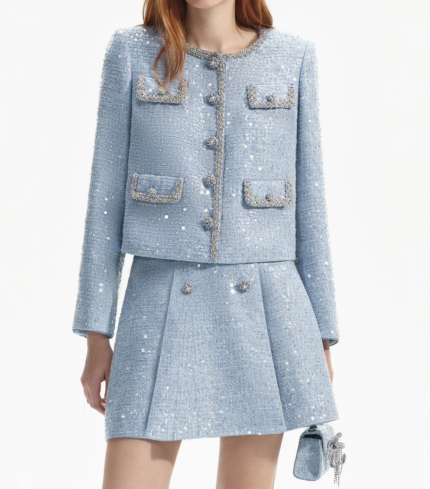 Sequin Boucle Jacket Blue