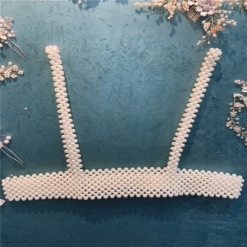 Sexy Handmade Imitation Pearls Beading Vest