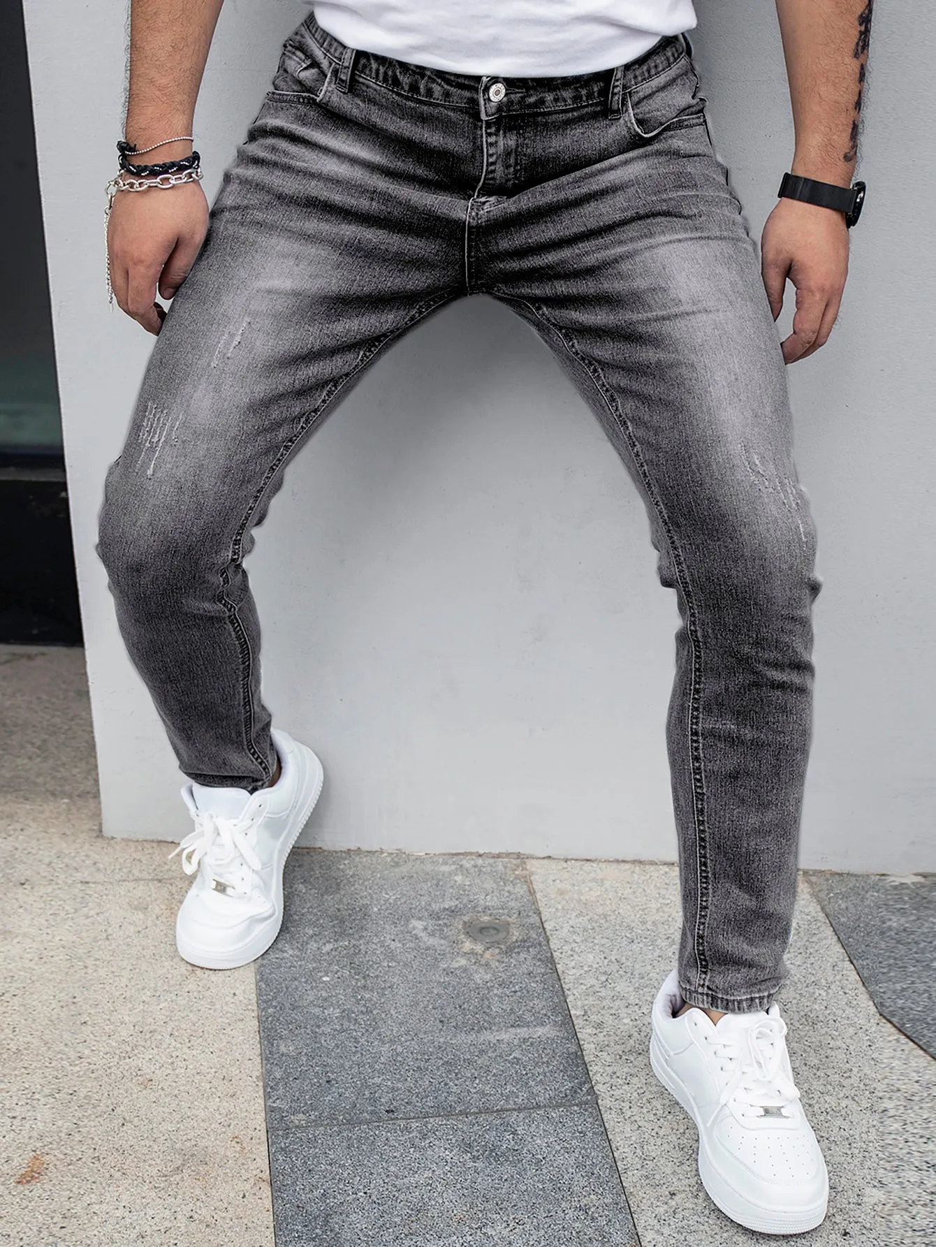 Slant Pocket Cat Scratch Jeans