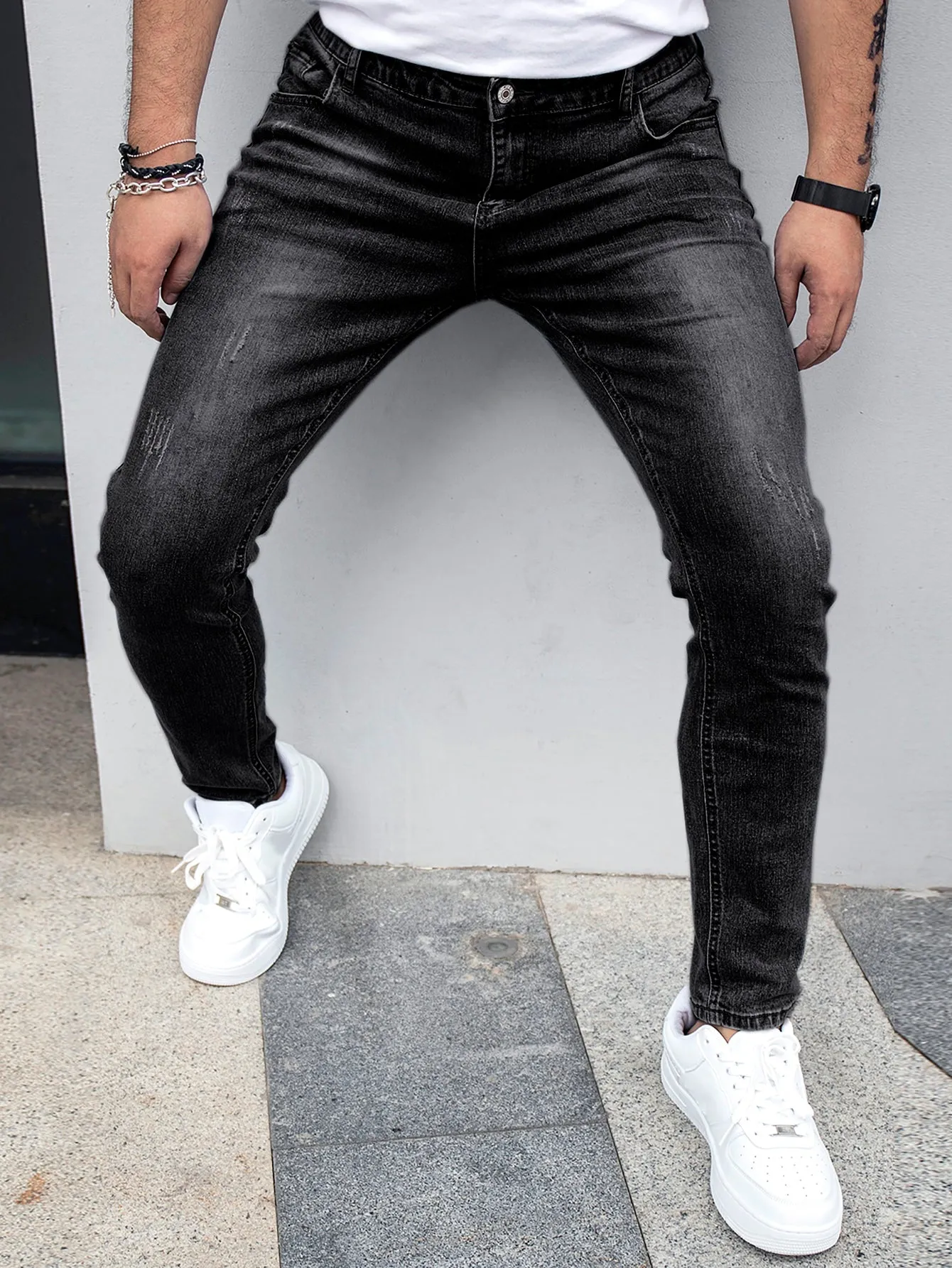 Slant Pocket Cat Scratch Jeans