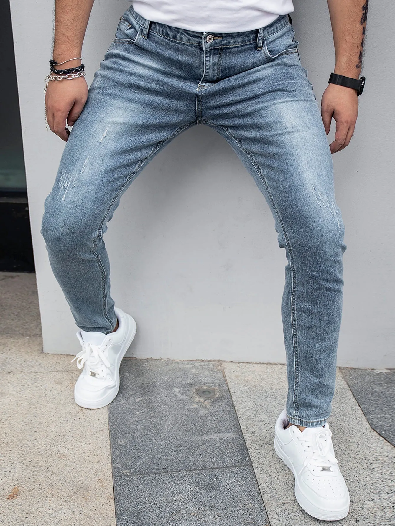 Slant Pocket Cat Scratch Jeans