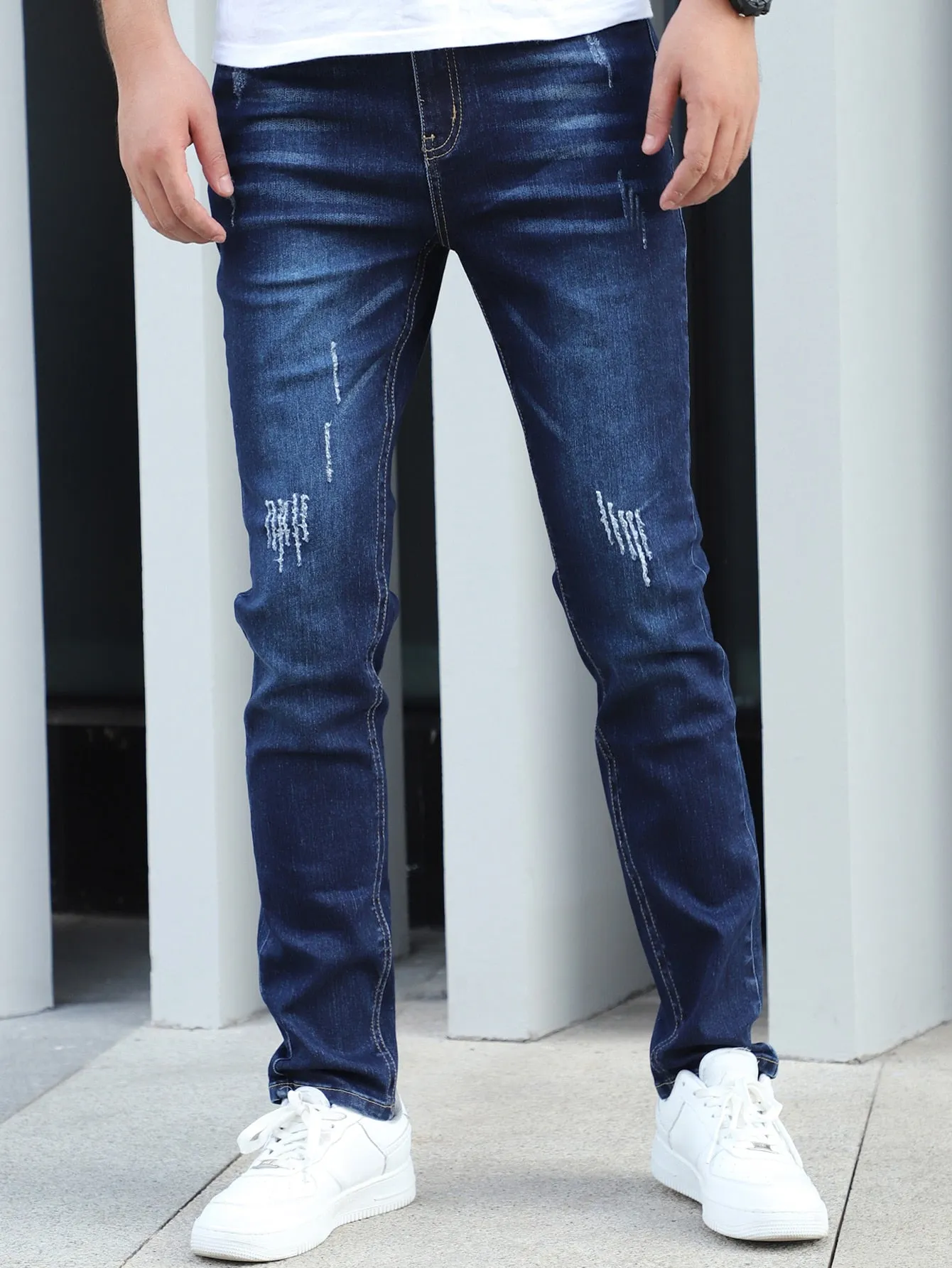 Slant Pocket Cat Scratch Jeans
