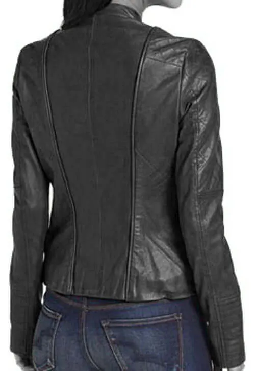 Stylish Women's Black Leather Jacket, Women Biker Fashion Leather Jacket