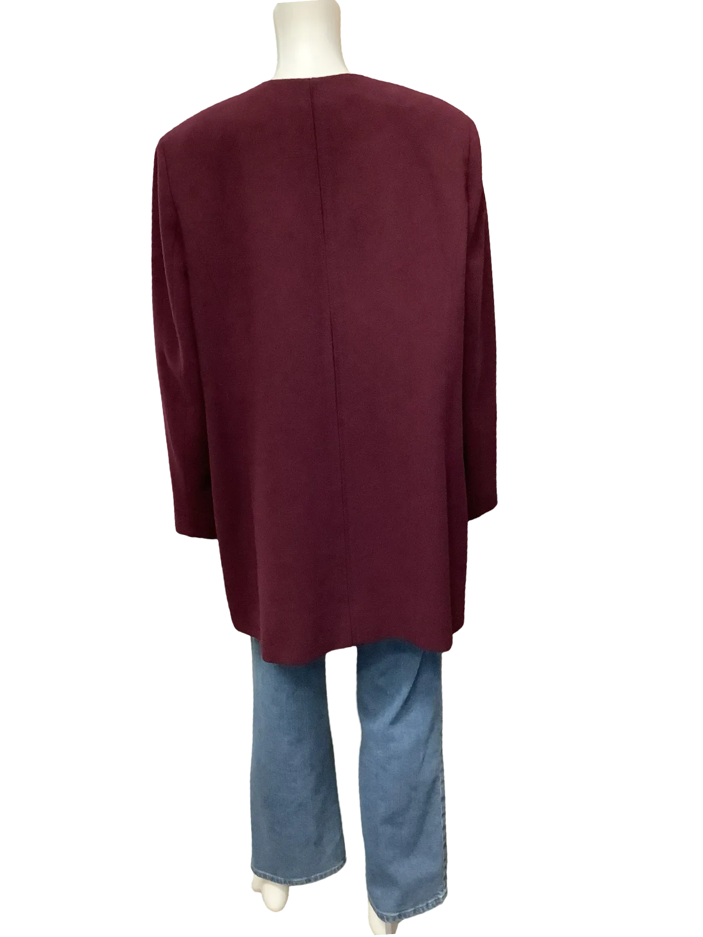 Tahari Jacket Midi Length Maroon Size: 14W