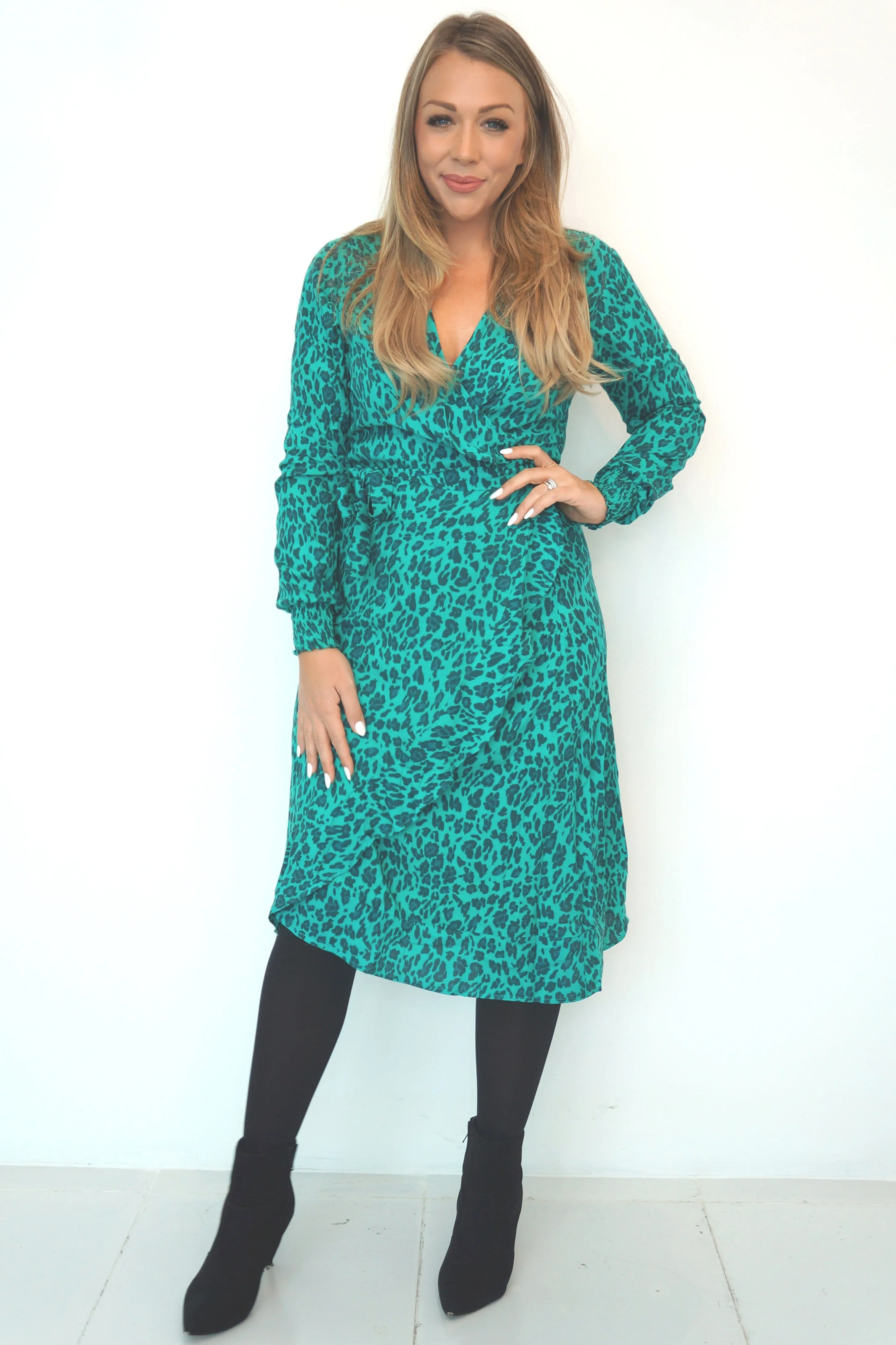 The Midi Flirty Wrap Dress - Jade Jungle