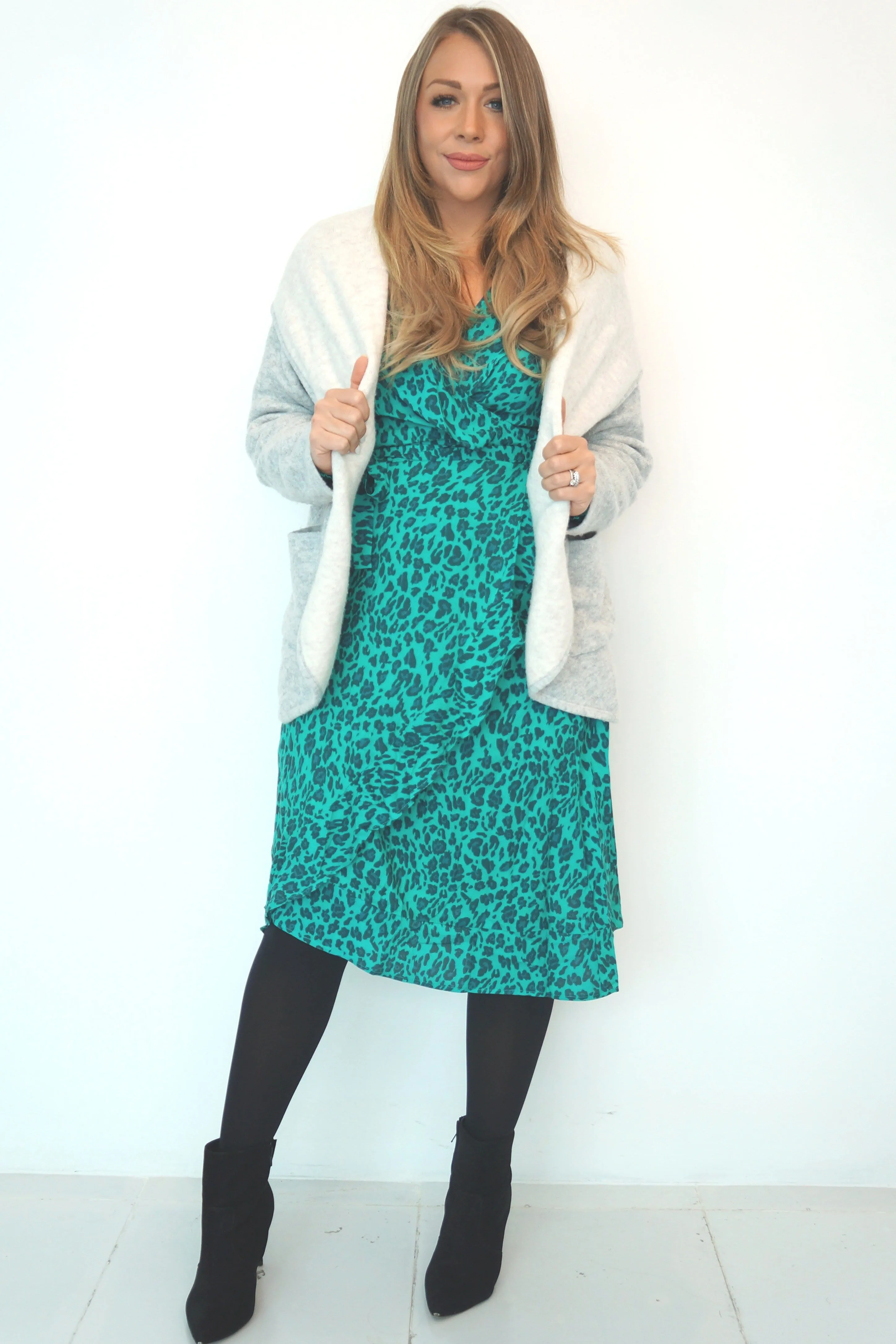 The Midi Flirty Wrap Dress - Jade Jungle