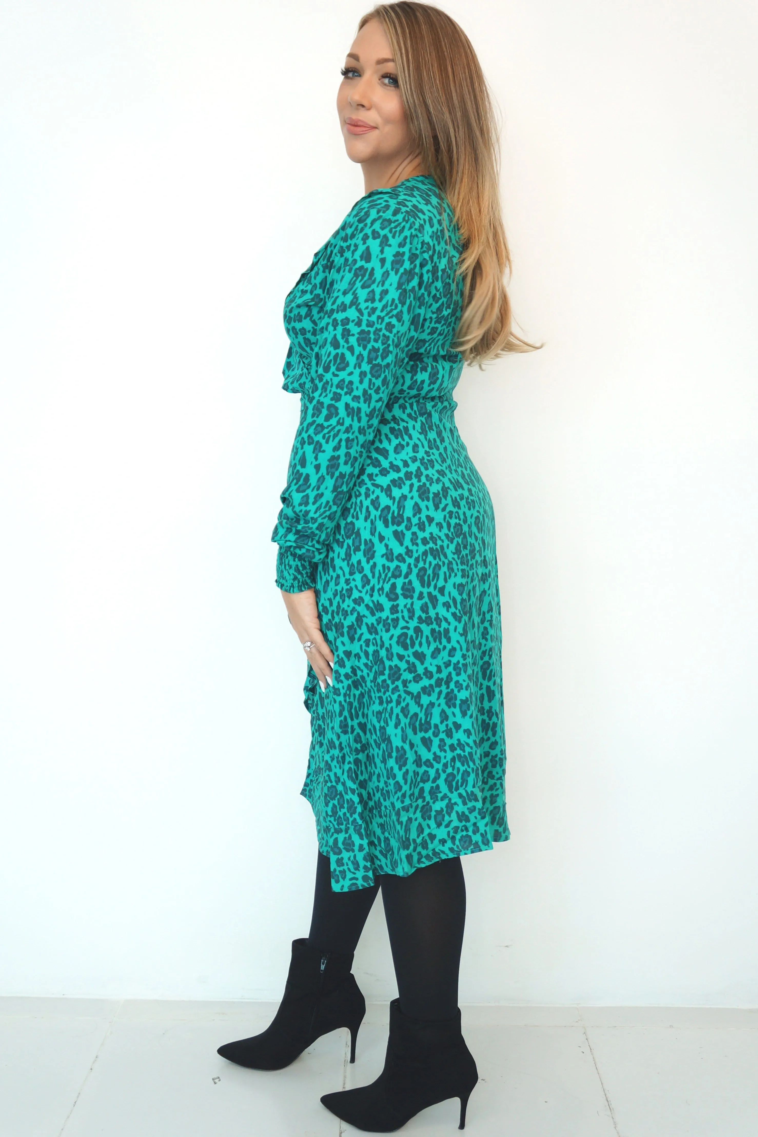 The Midi Flirty Wrap Dress - Jade Jungle