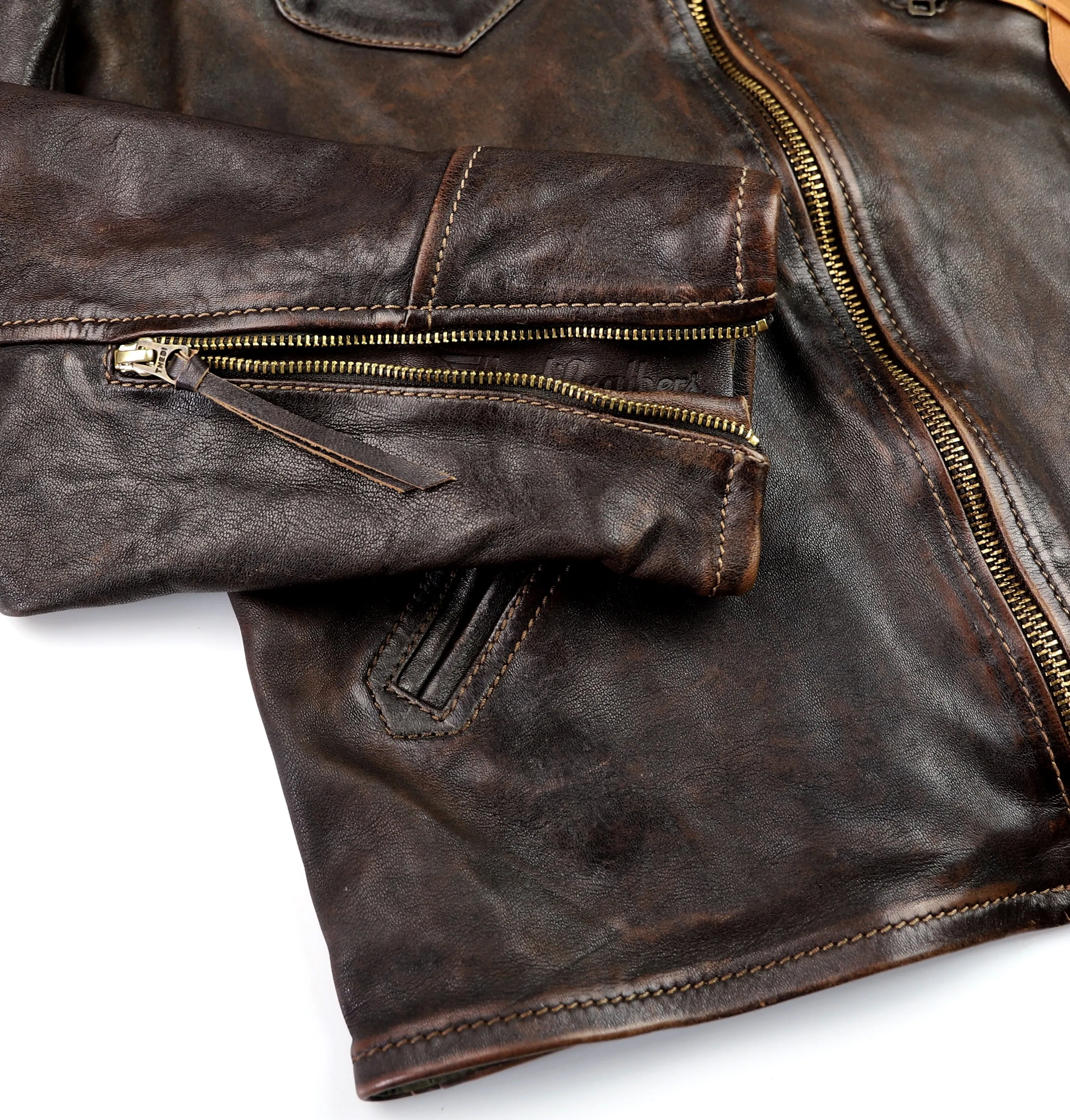 Thedi Evander Crosszip Half Belt, size 3XL, Chestnut Bruciato Horsehide