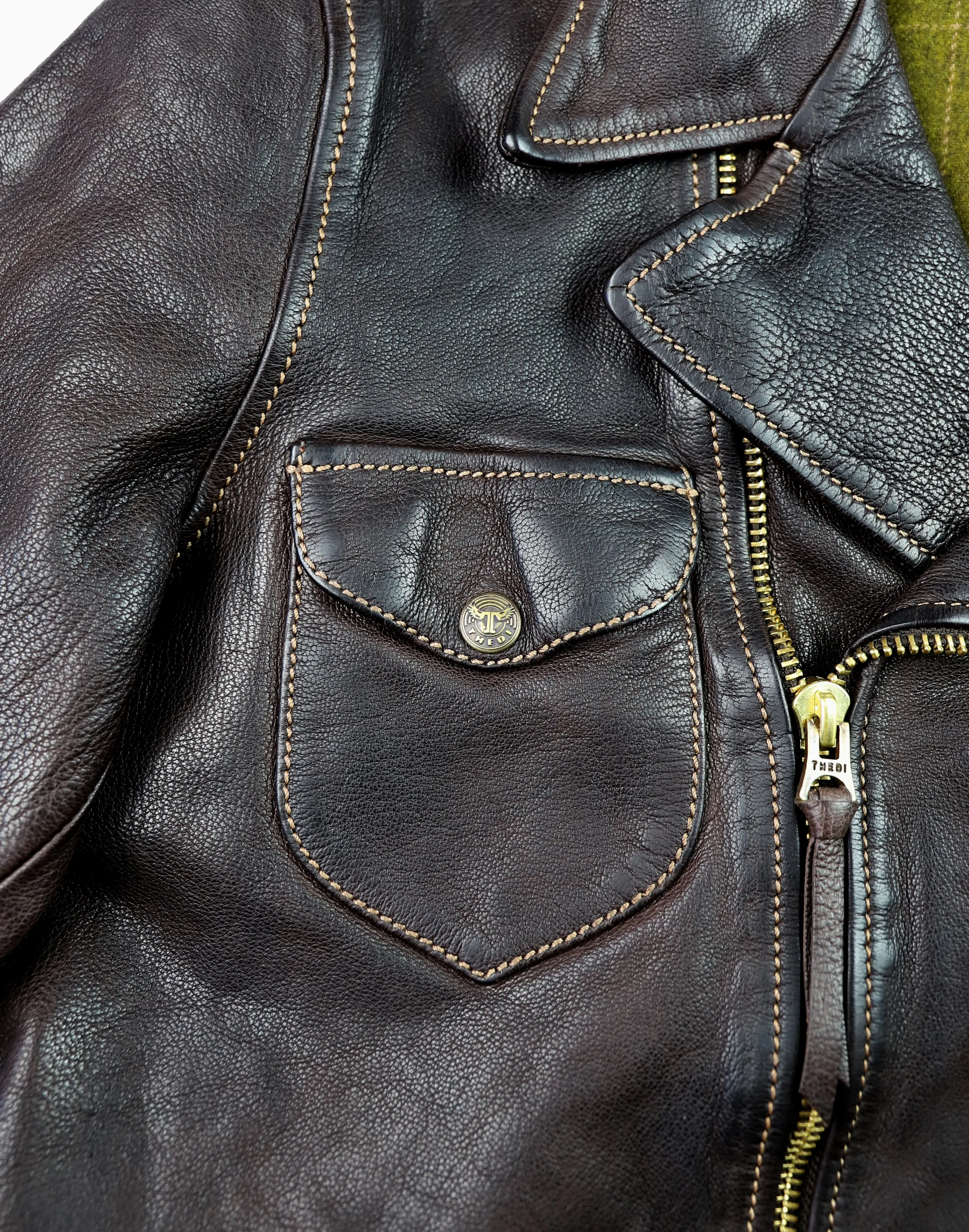 Thedi Evander Crosszip Half Belt, size XL, Brown Goatskin