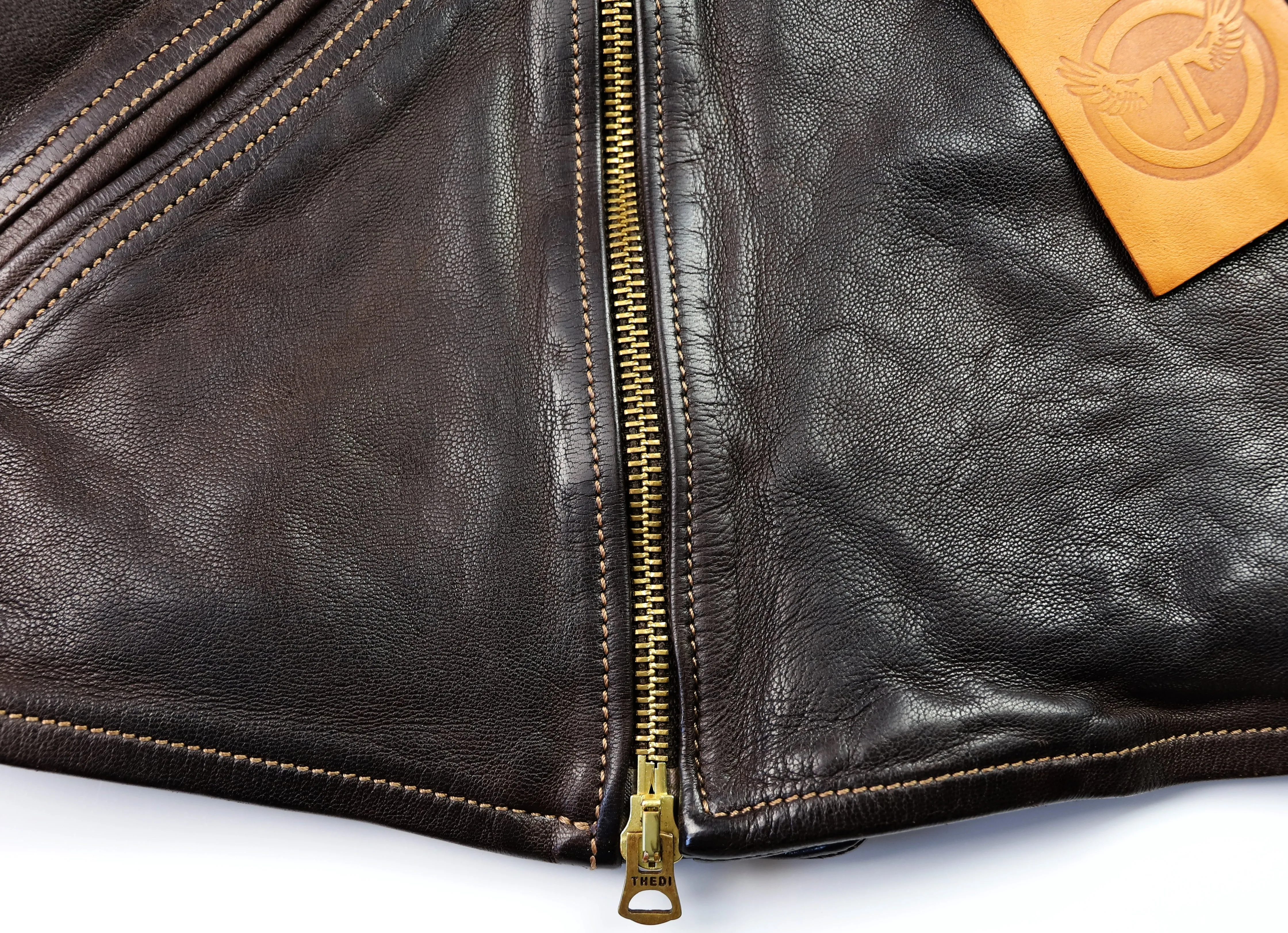 Thedi Evander Crosszip Half Belt, size XL, Brown Goatskin