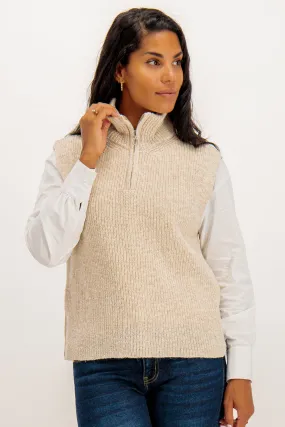 Tia High Neck Stone Zip Knitted Vest