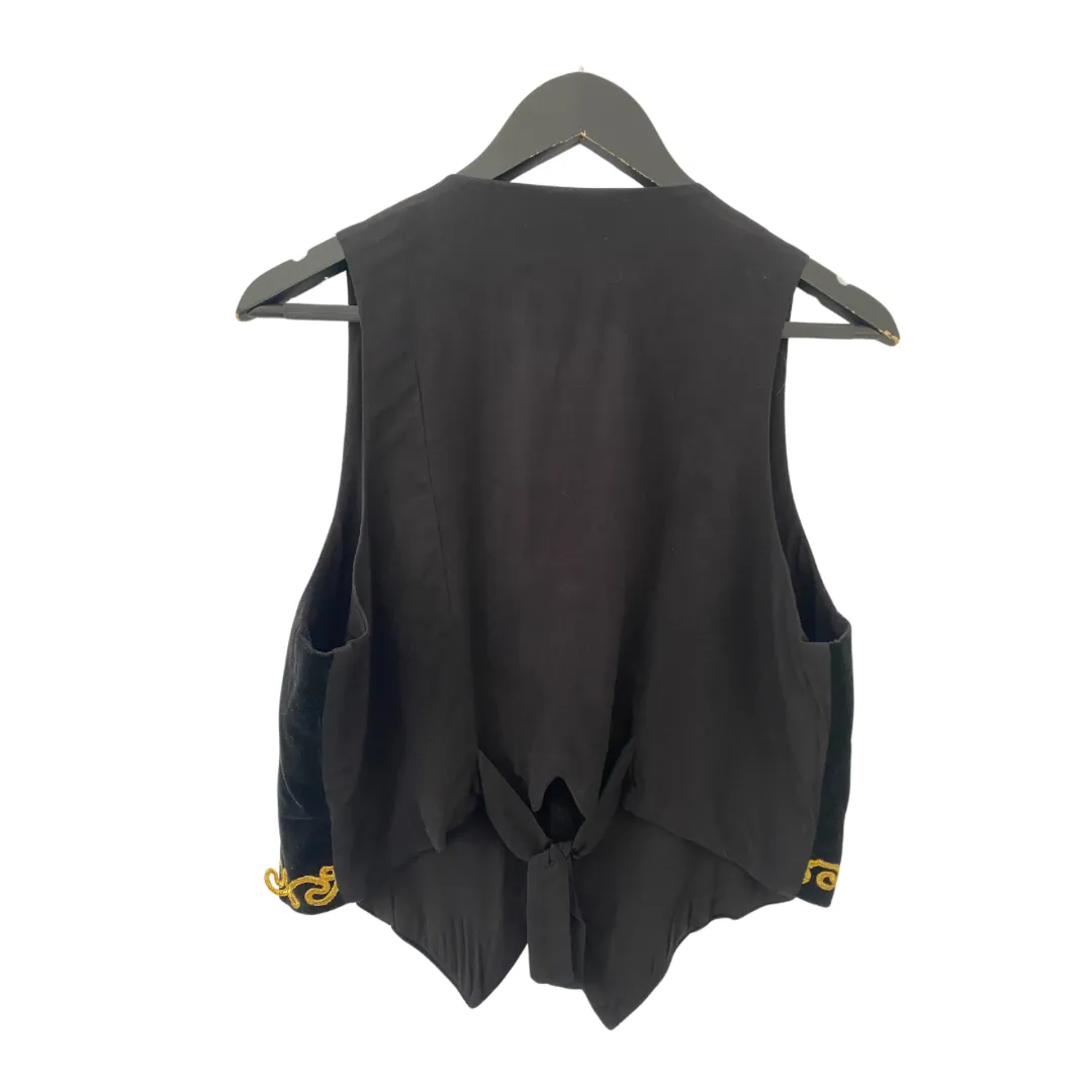 Velvet Waistcoat Vintage Black Gold SIZE 12