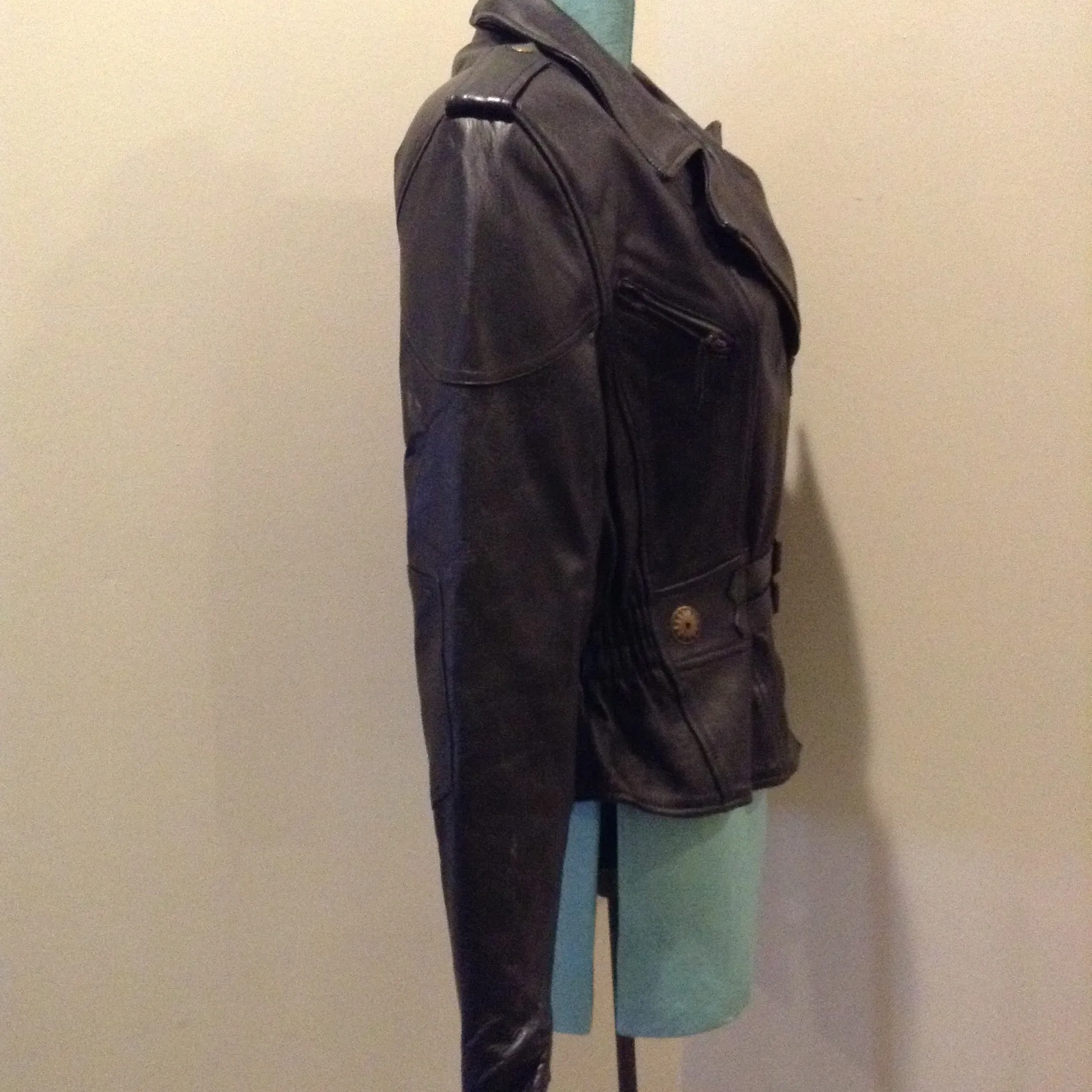 Vintage Black Leather Moto Jacket