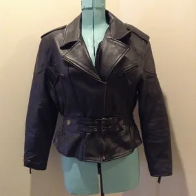 Vintage Black Leather Moto Jacket