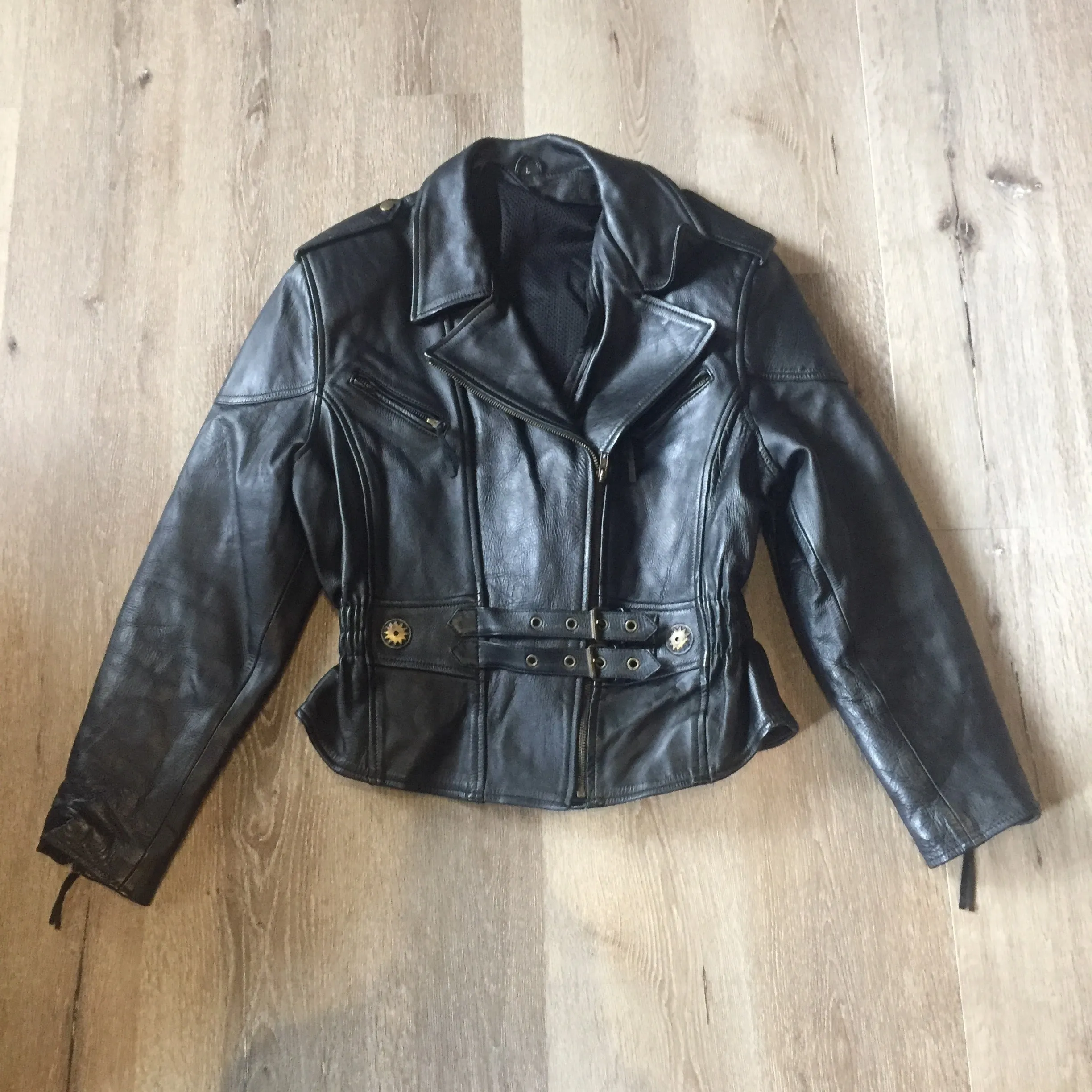 Vintage Black Leather Moto Jacket