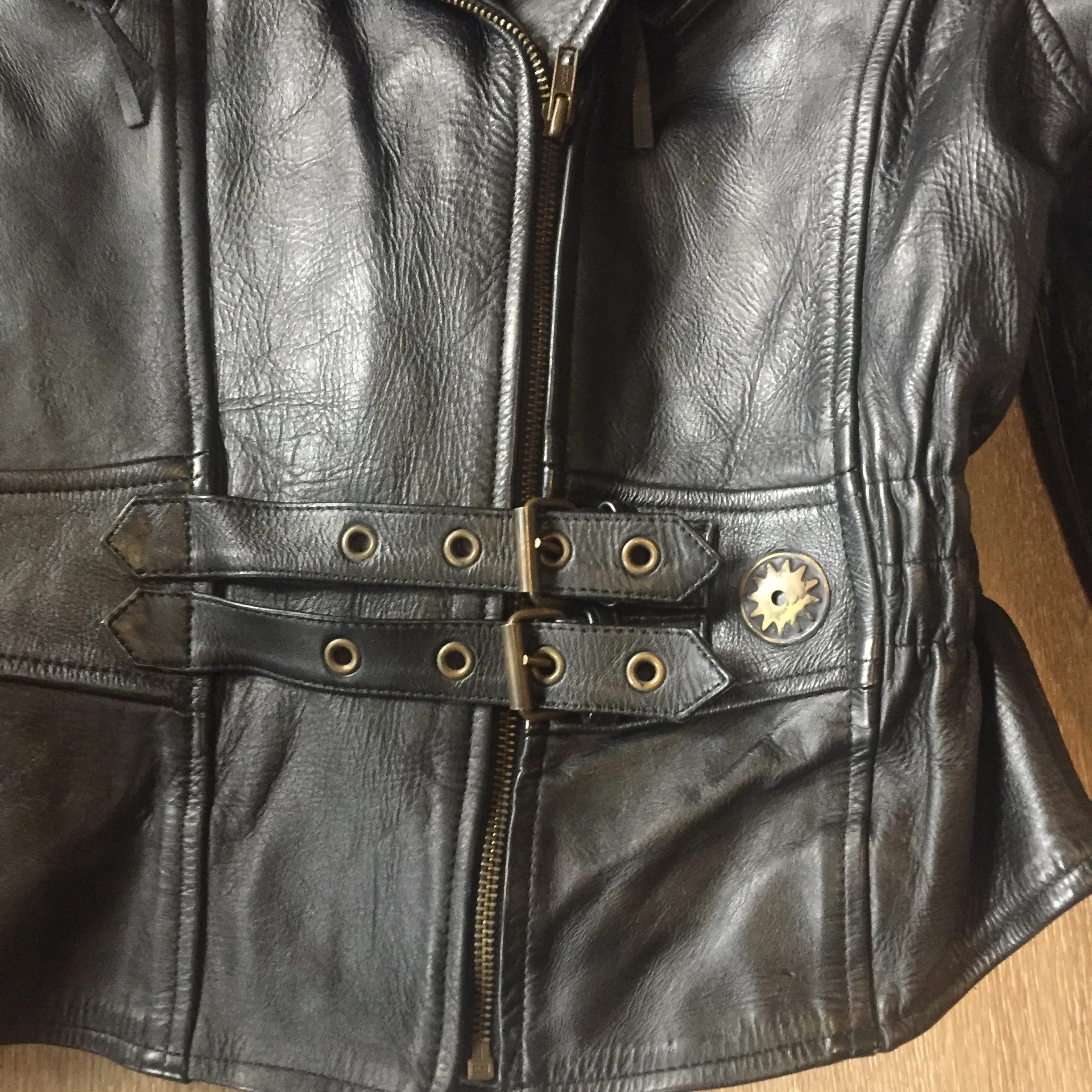 Vintage Black Leather Moto Jacket