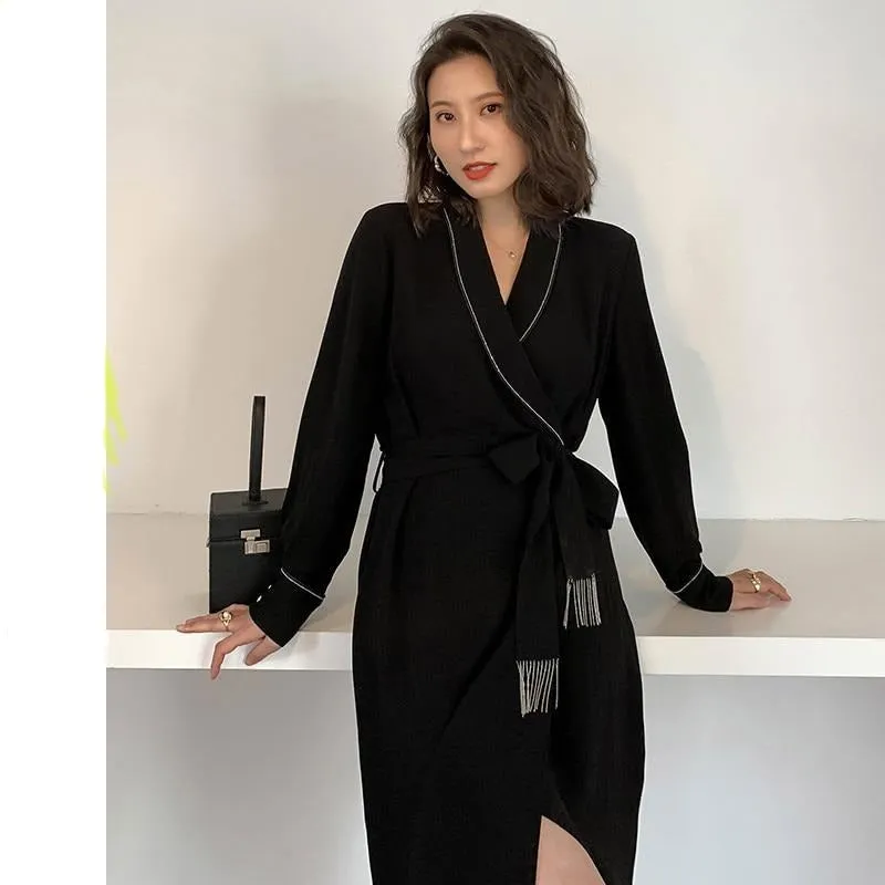 Vintage Elegant Long Wrap Dress