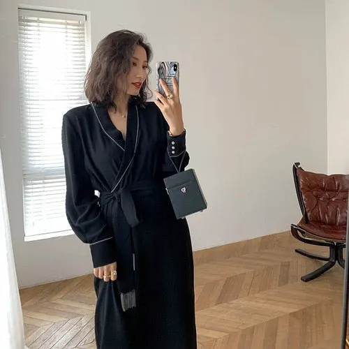 Vintage Elegant Long Wrap Dress
