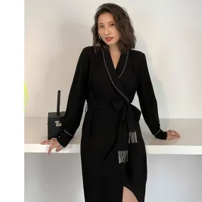 Vintage Elegant Long Wrap Dress