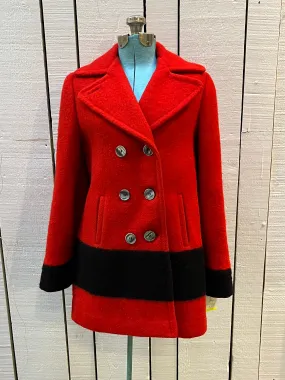 Vintage Hudson's Bay Company Red and Black Point Blanket Wool Coat, Made in Canada, Chest 38” SOLD
