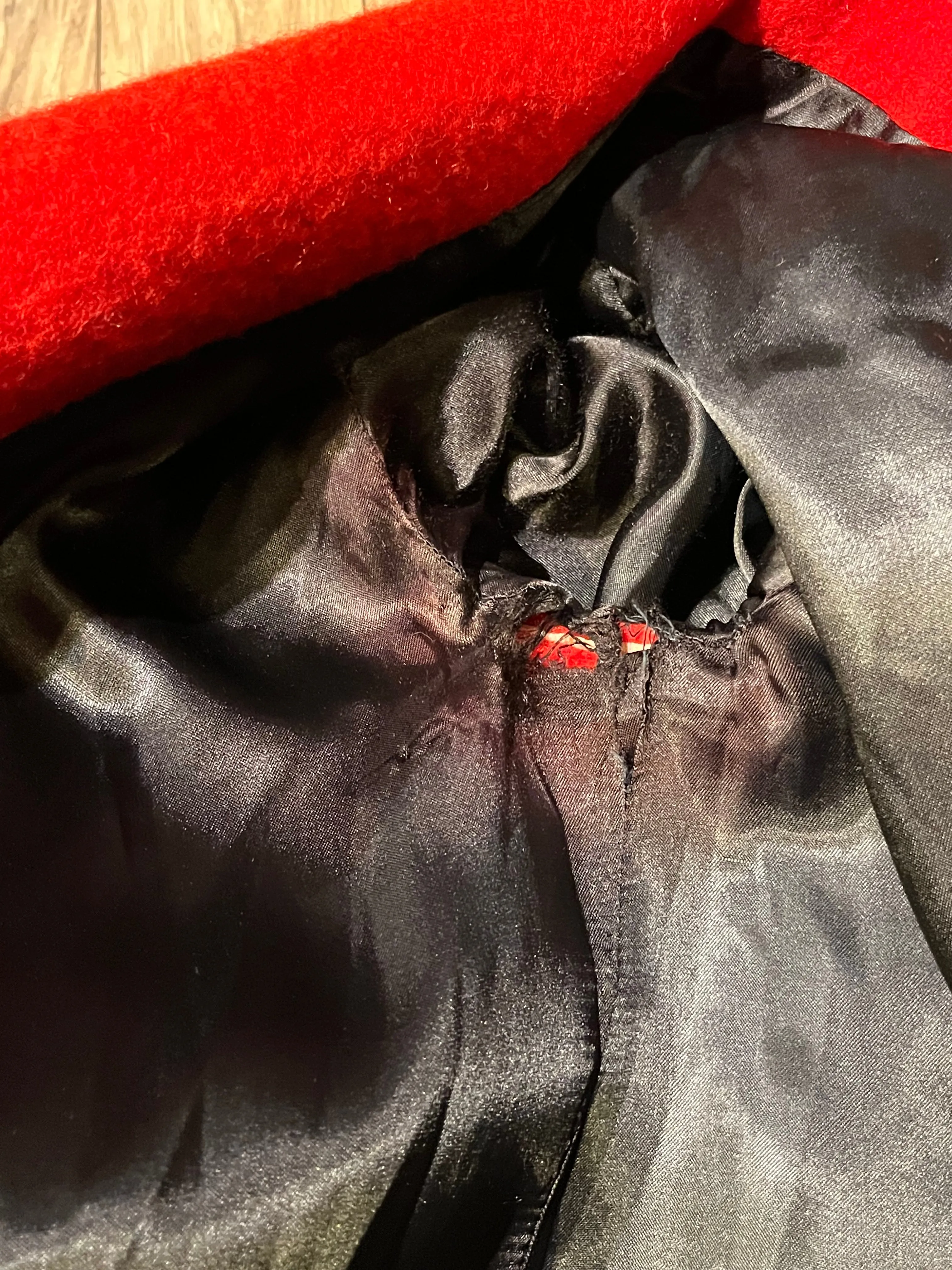 Vintage Hudson's Bay Company Red and Black Point Blanket Wool Coat, Made in Canada, Chest 38” SOLD