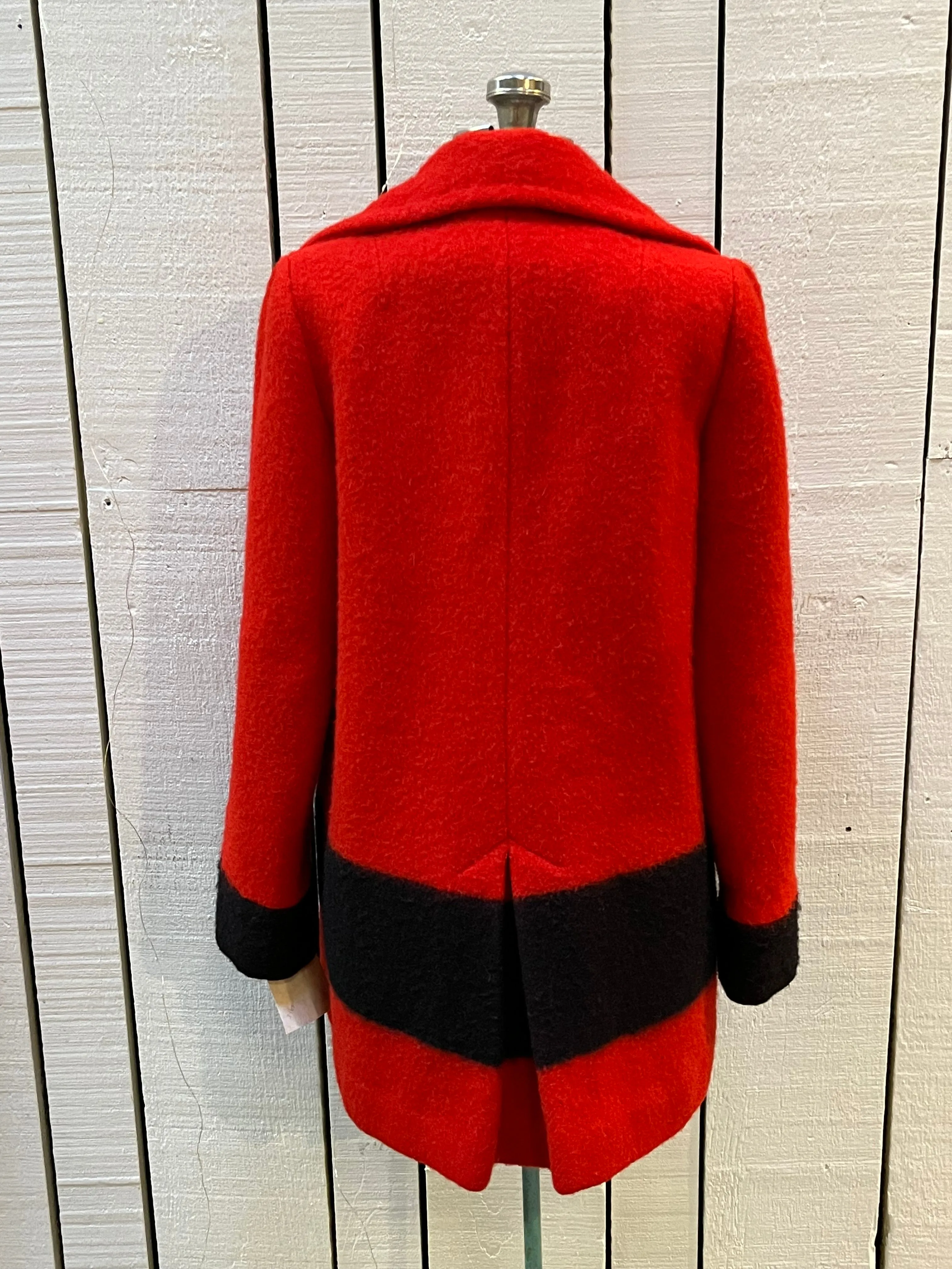 Vintage Hudson's Bay Company Red and Black Point Blanket Wool Coat, Made in Canada, Chest 38” SOLD