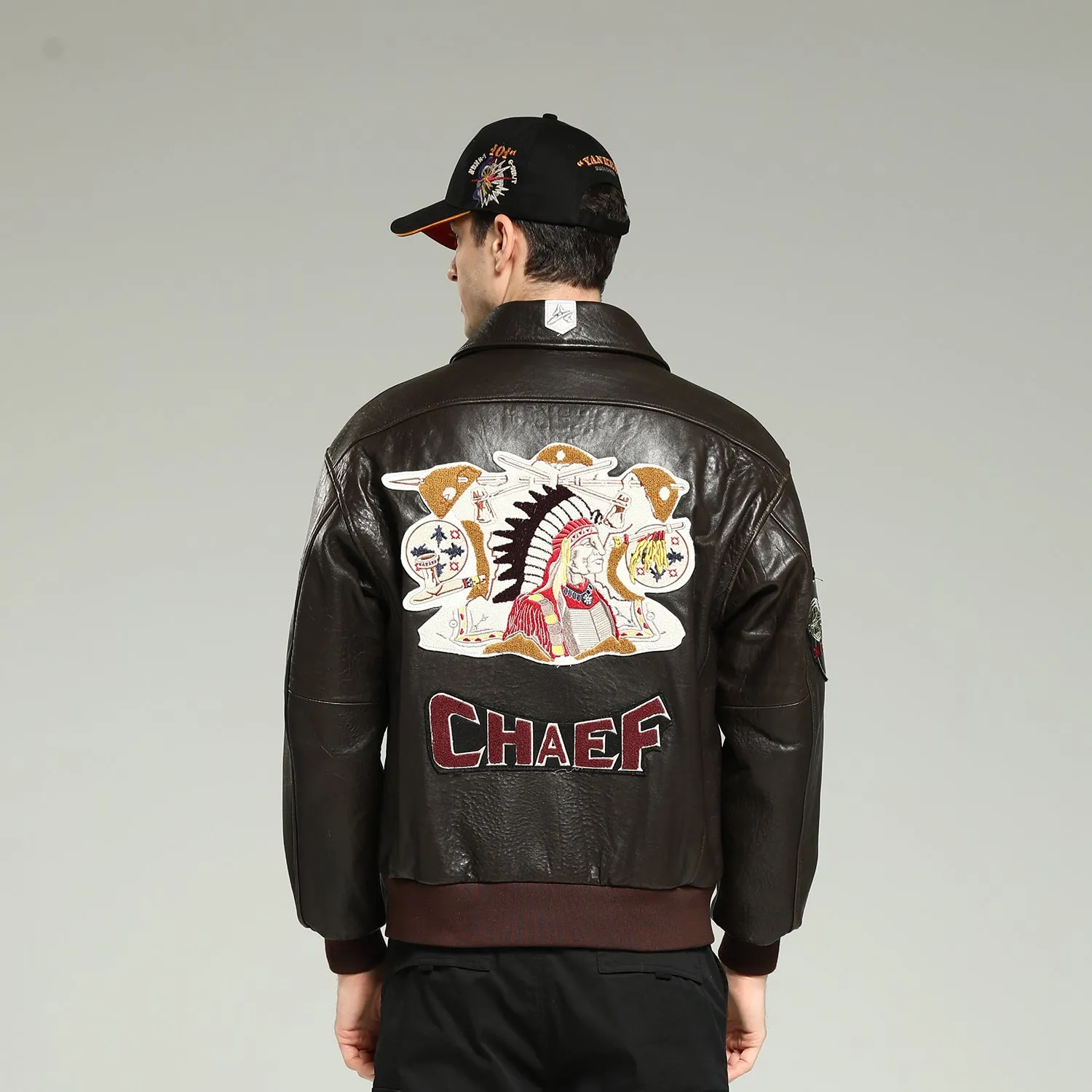 Vintage Indian Men Black Leather Motorcycle Jacket