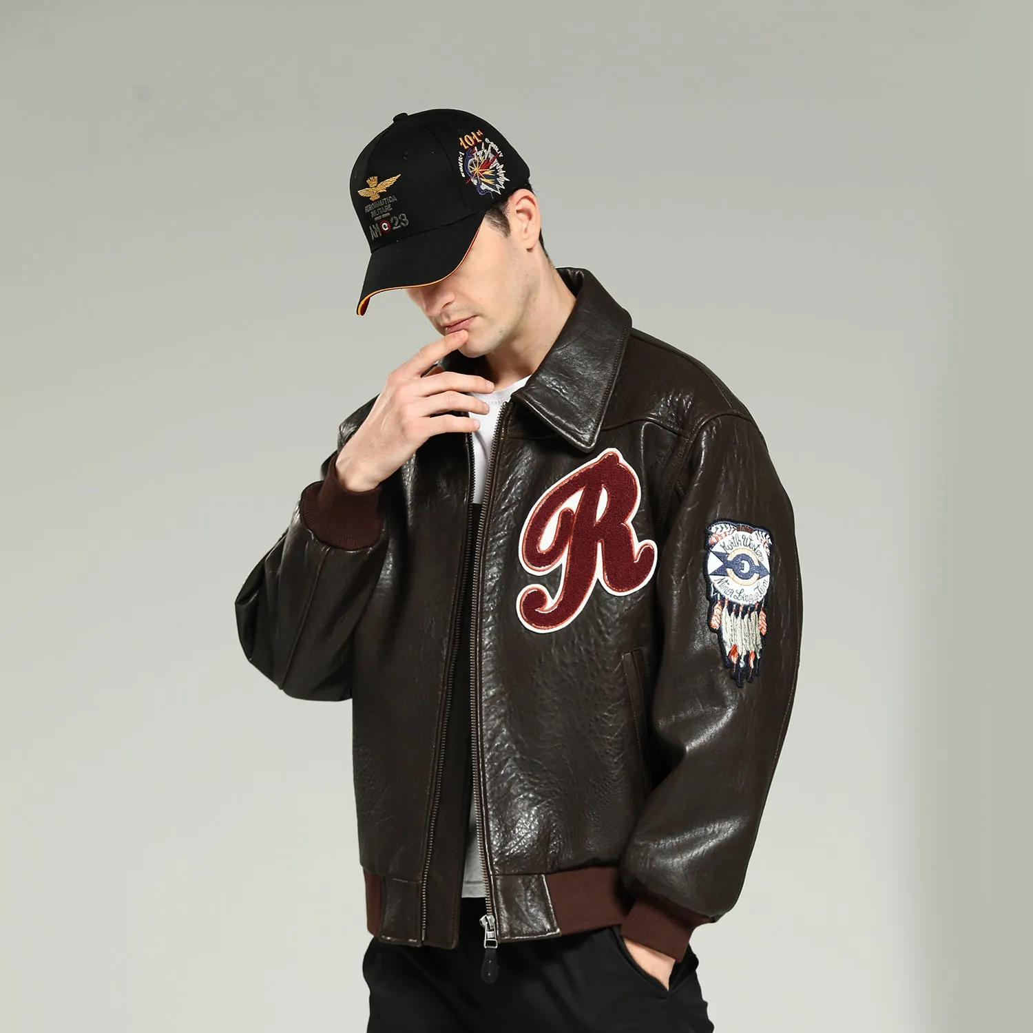 Vintage Indian Men Black Leather Motorcycle Jacket