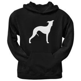 Whippet Silhouette Black Adult Pullover Hoodie
